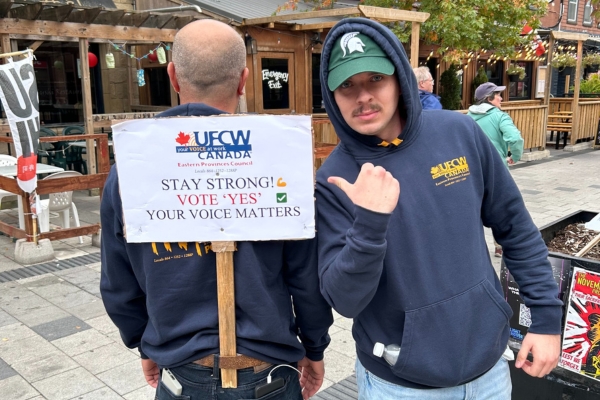 Local 864 staff stand with First Defence Security ahead of Vote Day